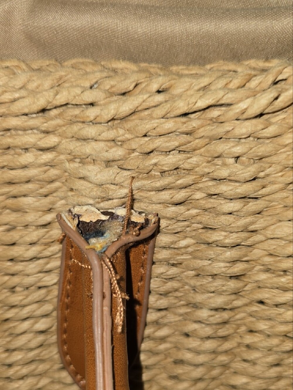 Woven Mustard Tote with Tan Faux-Leather Handles - Picture 4 of 15